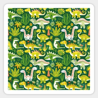 Delightful Dinosaurs in Enchanted Garden Pattern Sticker